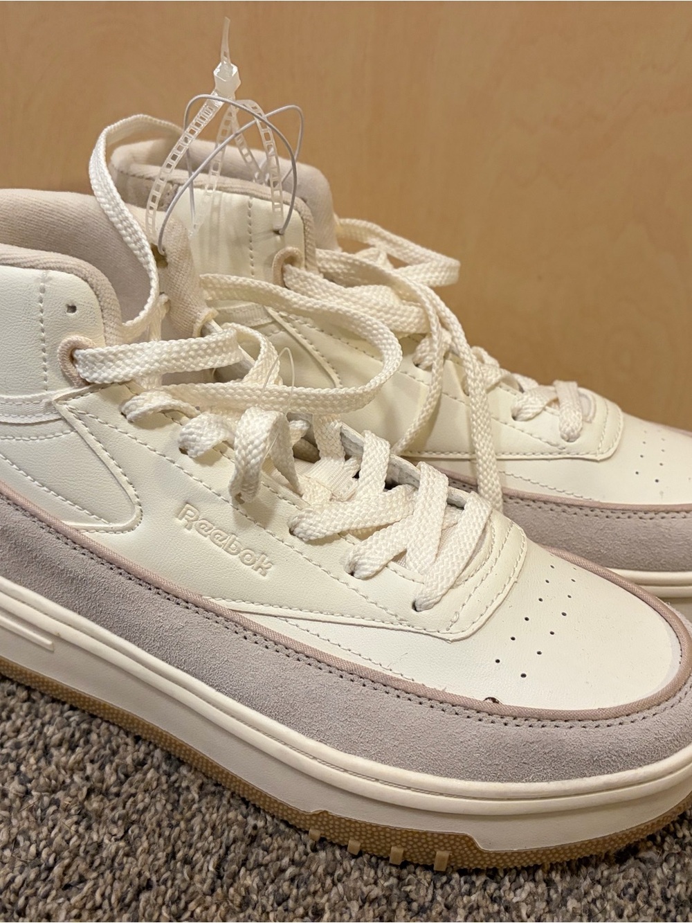 Reebok Women's Cream and Pale Pink Low-Top Sneaker
